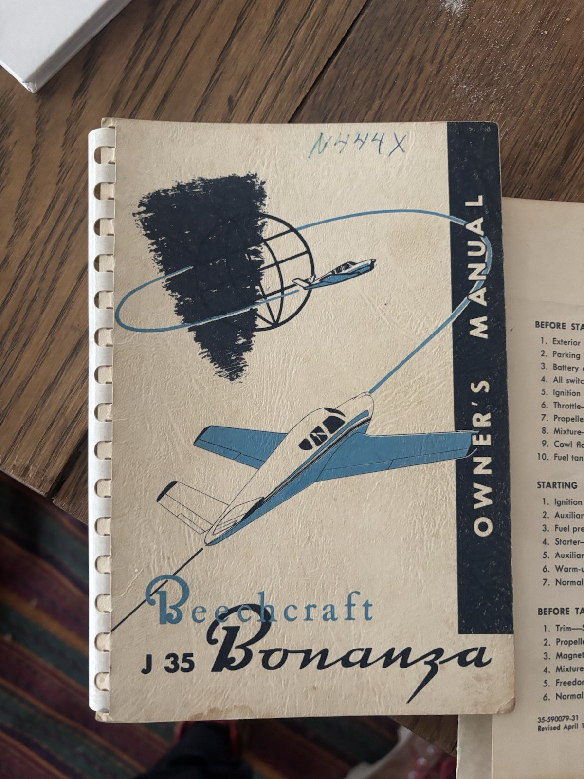 Vintage Original Beechcraft Bonanza J35 Owner’s Manual, Beech POH