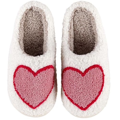 Womens Mens Slippers Retro Memory Foam Cute 7.5-8.5 Women/6.5-7.5 Men 5-heart