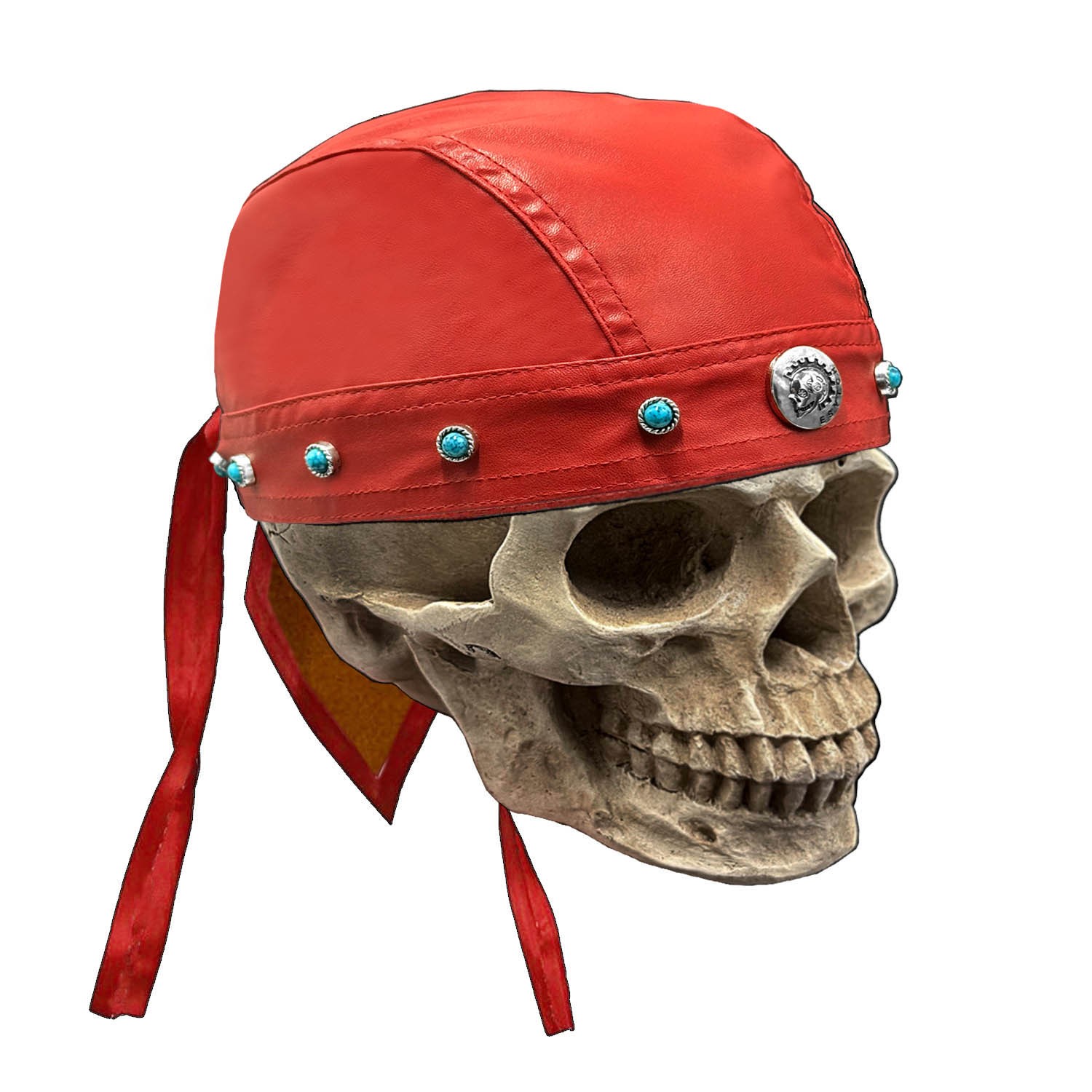 Cycling Punk Biker Motorcycle Skull Bandana Doo Rag Leather Cap Red Mens