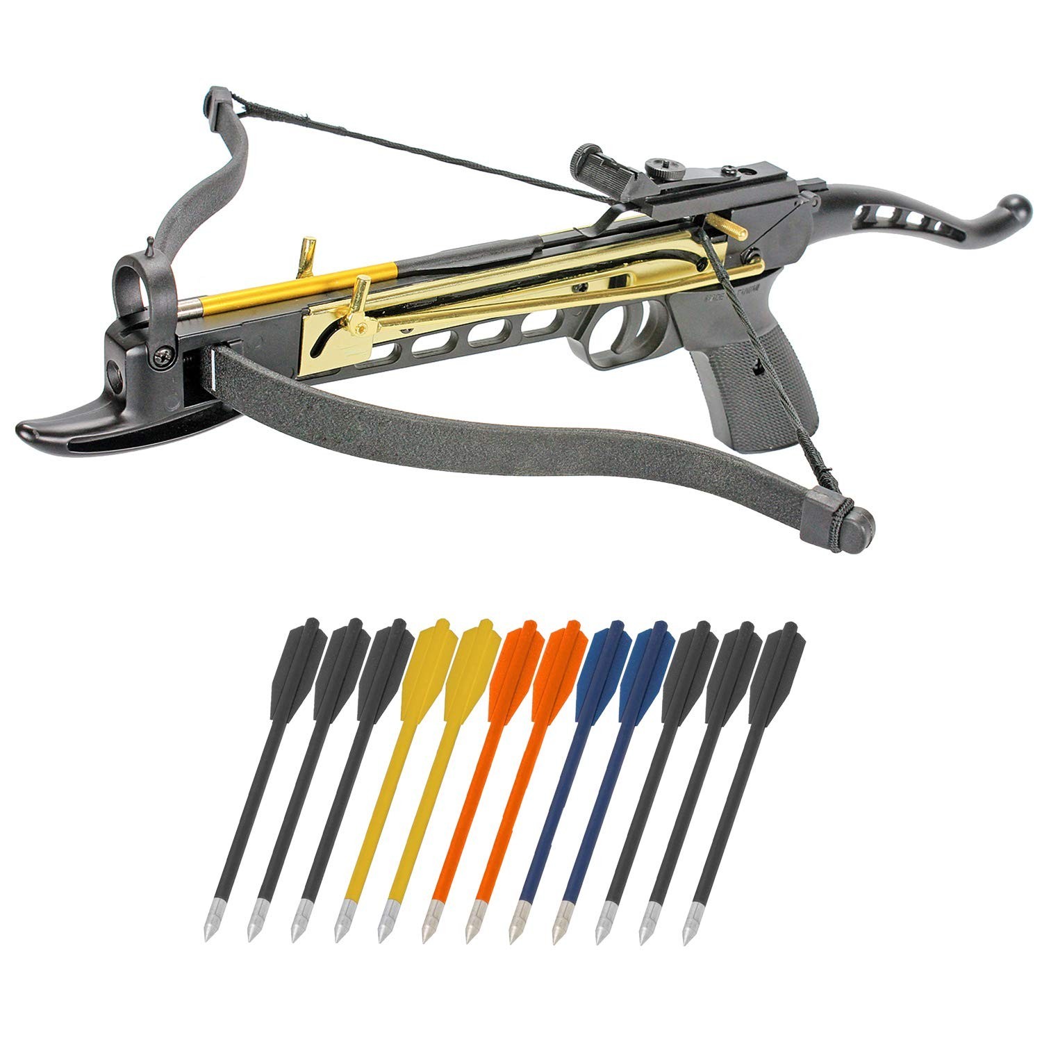Crossbow Pistol Self Cocking 80 LBS with Adjustable Sights, Aluminum Arrow Bo...