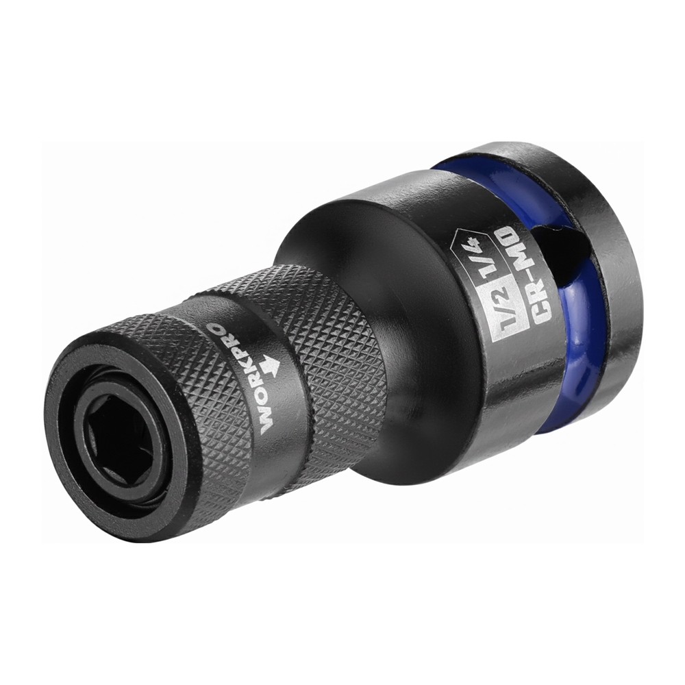 WORKPRO 1/2" Square to 1/4" Hex Quick Release Impact Socket Adapter Bit Holder