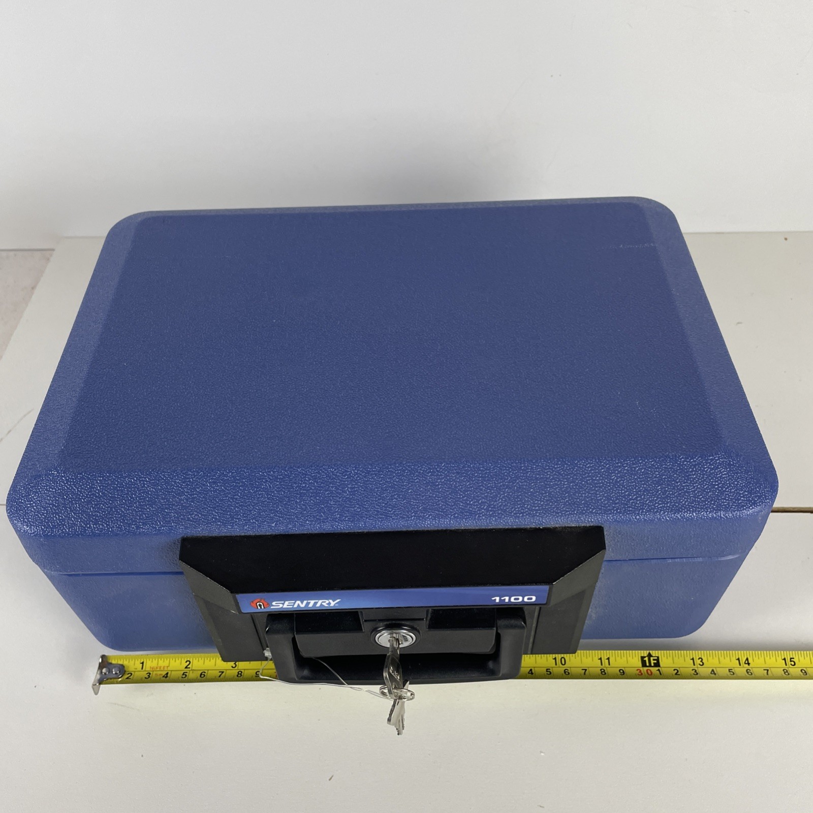 Sentry 1100 With Keys Fire Proof Lock Box Portable Record Protector Blue