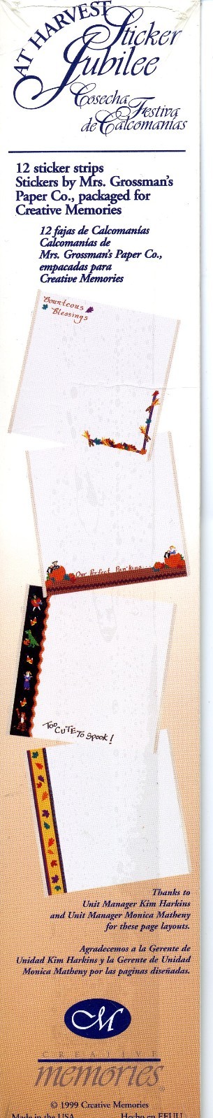 Creative Memories At Harvest Sticker Jubilee 12 sticker Strips