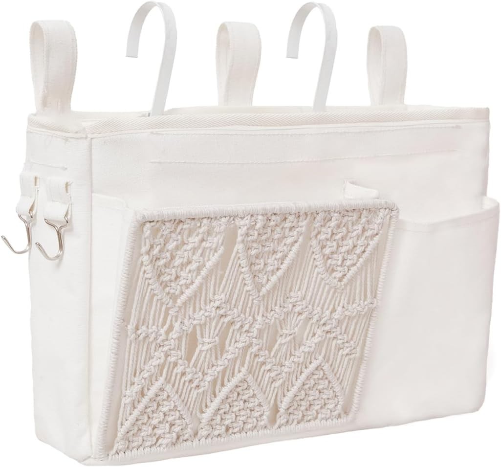 Boho Hanging Bedside Caddy Organizer, Macrame Bedside Pocket, Bunk Bed Organizer
