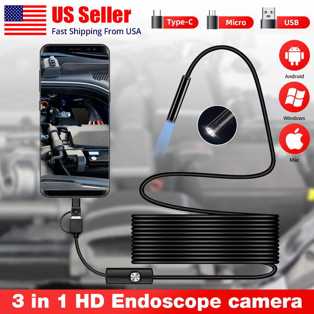 7mm Mini Snake Endoscope Borescope Inspection Camera For USB Type-C Android PC