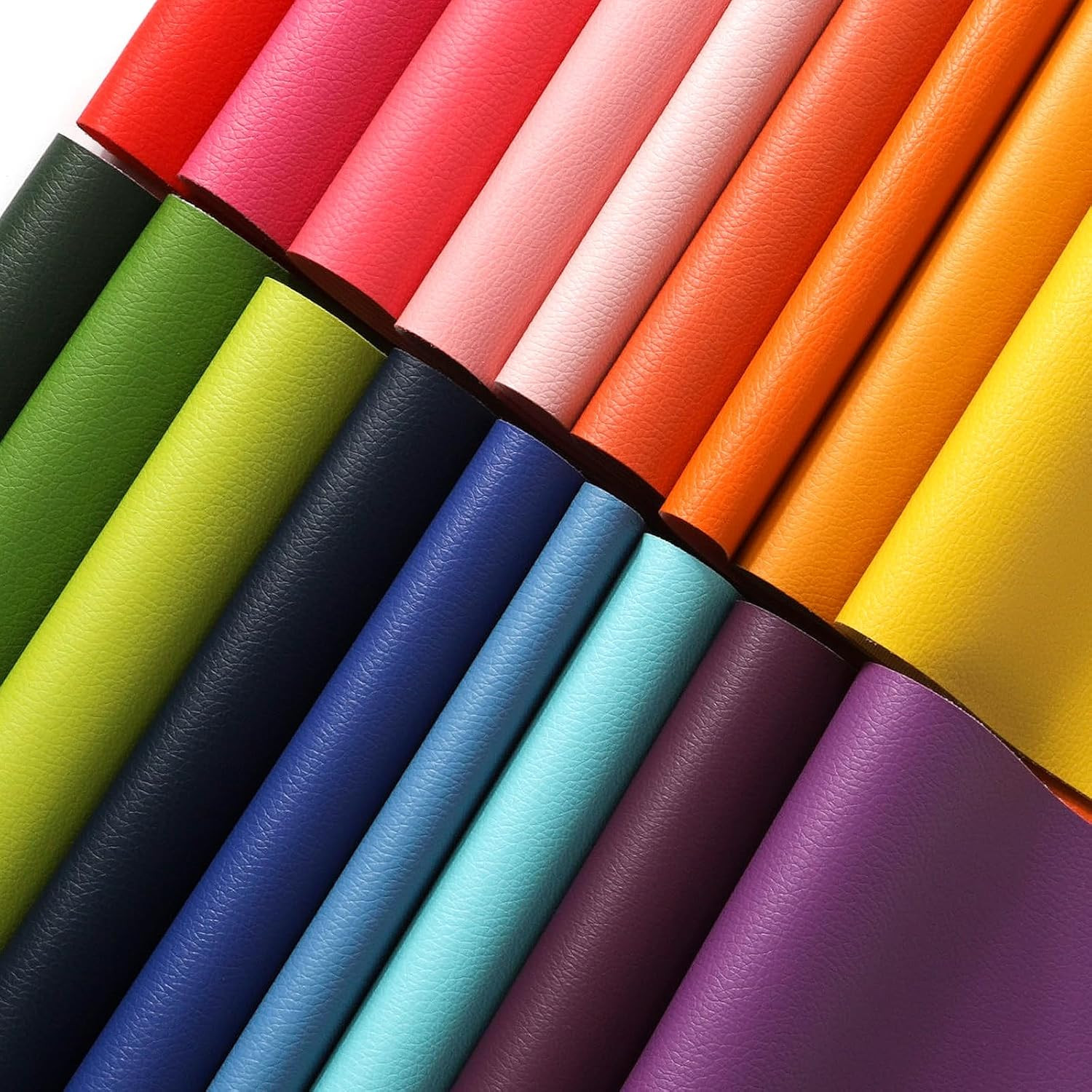 18 Pieces Faux Leather Sheets, 8×12 inches Rainbow Soft Leather Fabric Colourful