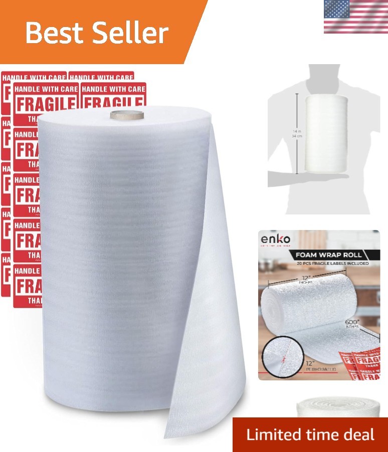 Foam Wrap Roll 12" x 600" - Ideal for Shipping & Protecting Delicates