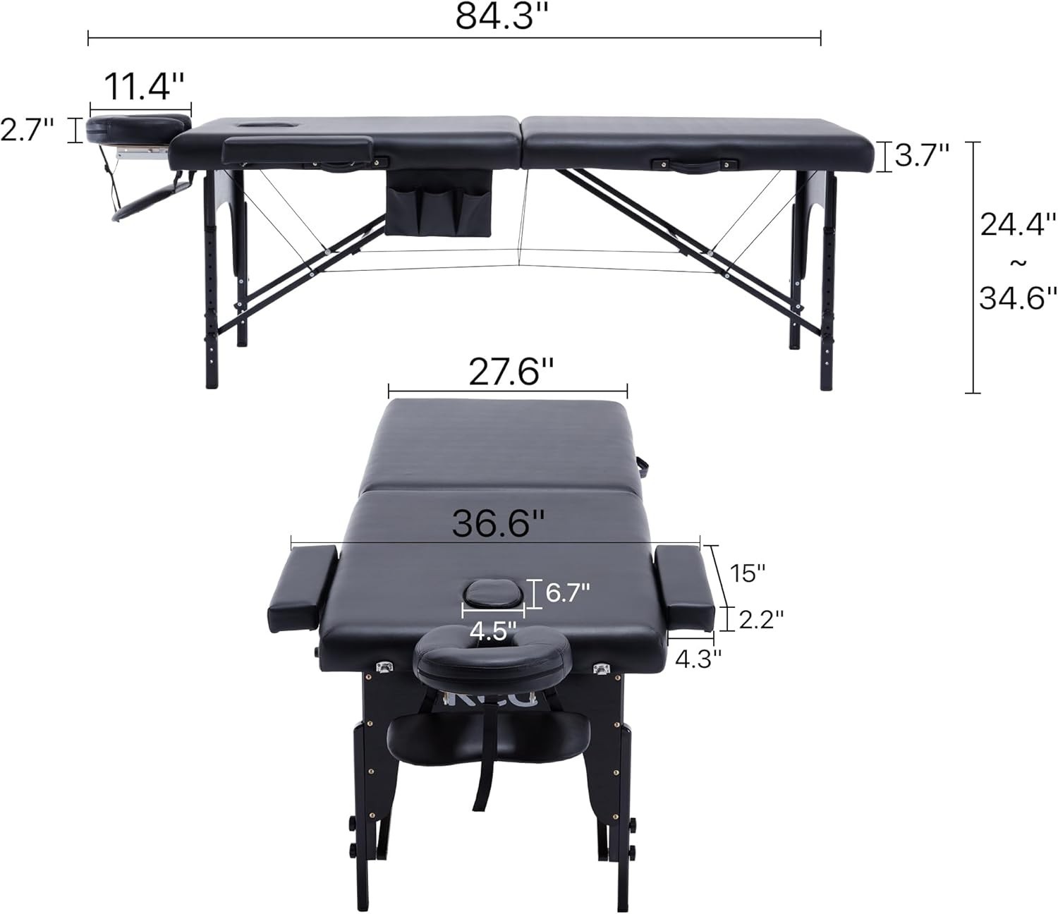 Comfortable & Portable 84" Memory Foam Massage Table with Accessories Included