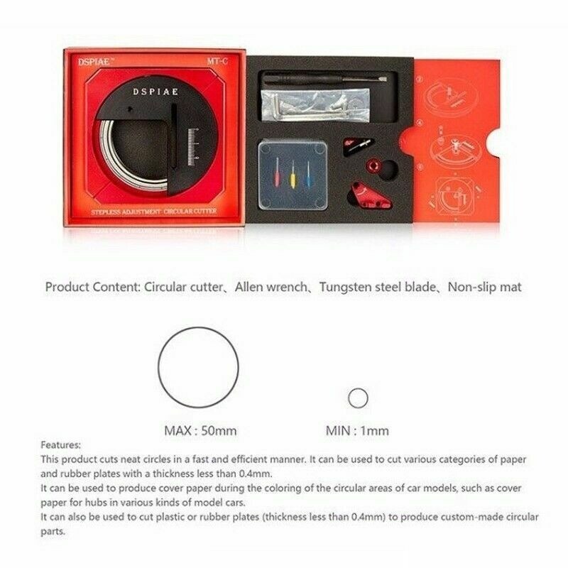 DSPIAE Stepless Adjustment Circular Cutter Model Building for Hobby Craft Tools