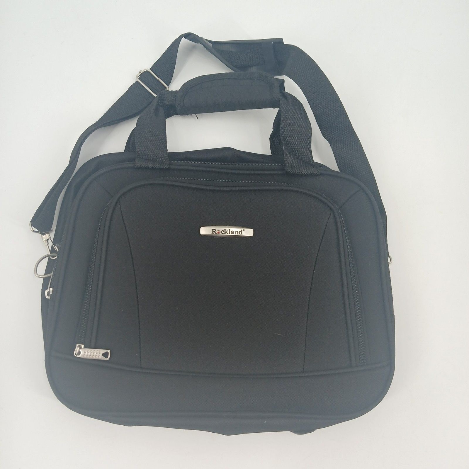 Rockland luggage fashion softsided upright expandable black messenger
