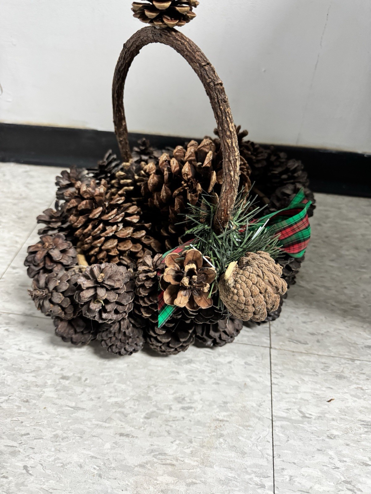 Rustic Wooden Pinecone Basket