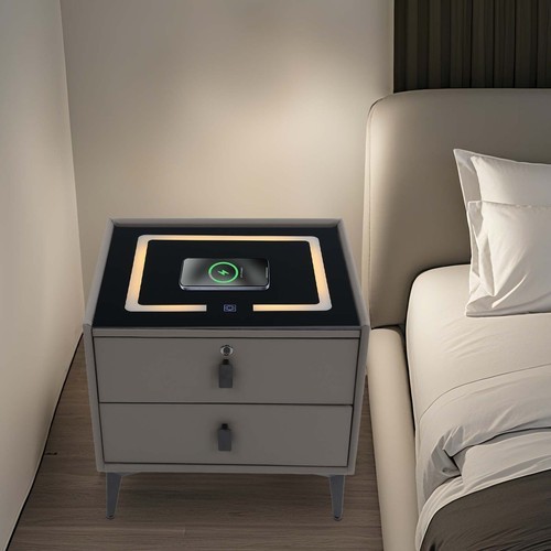 Bluetooth Speaker Smart Bedside Table with USB & Wireless Charging Light