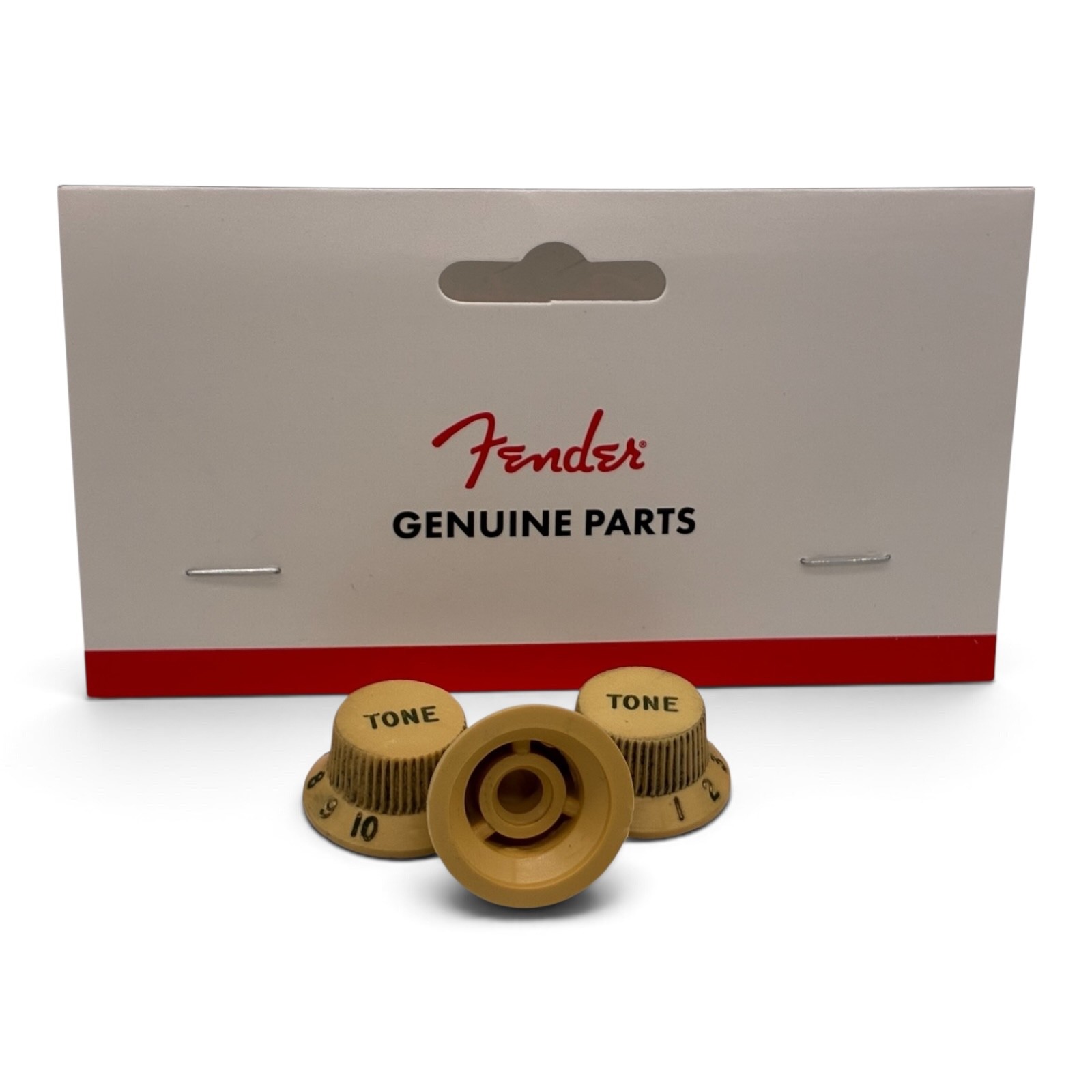 Fender® Stratocaster® OEM Relic Hand-Aged White Cream Volume Tone Knobs 3-Spoke