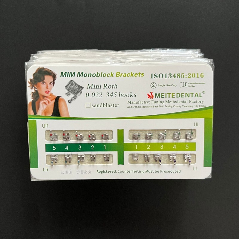 10Sets Dental Orthodontic Brackets MIM Monoblock Mini Roth/MBT 022/018 345 Hooks