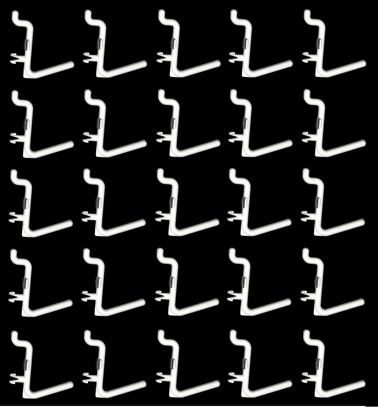 Plastic White L Style Peg Board Hook Kit 25 Pack Tool PEGBOARD NOT INCLUDED