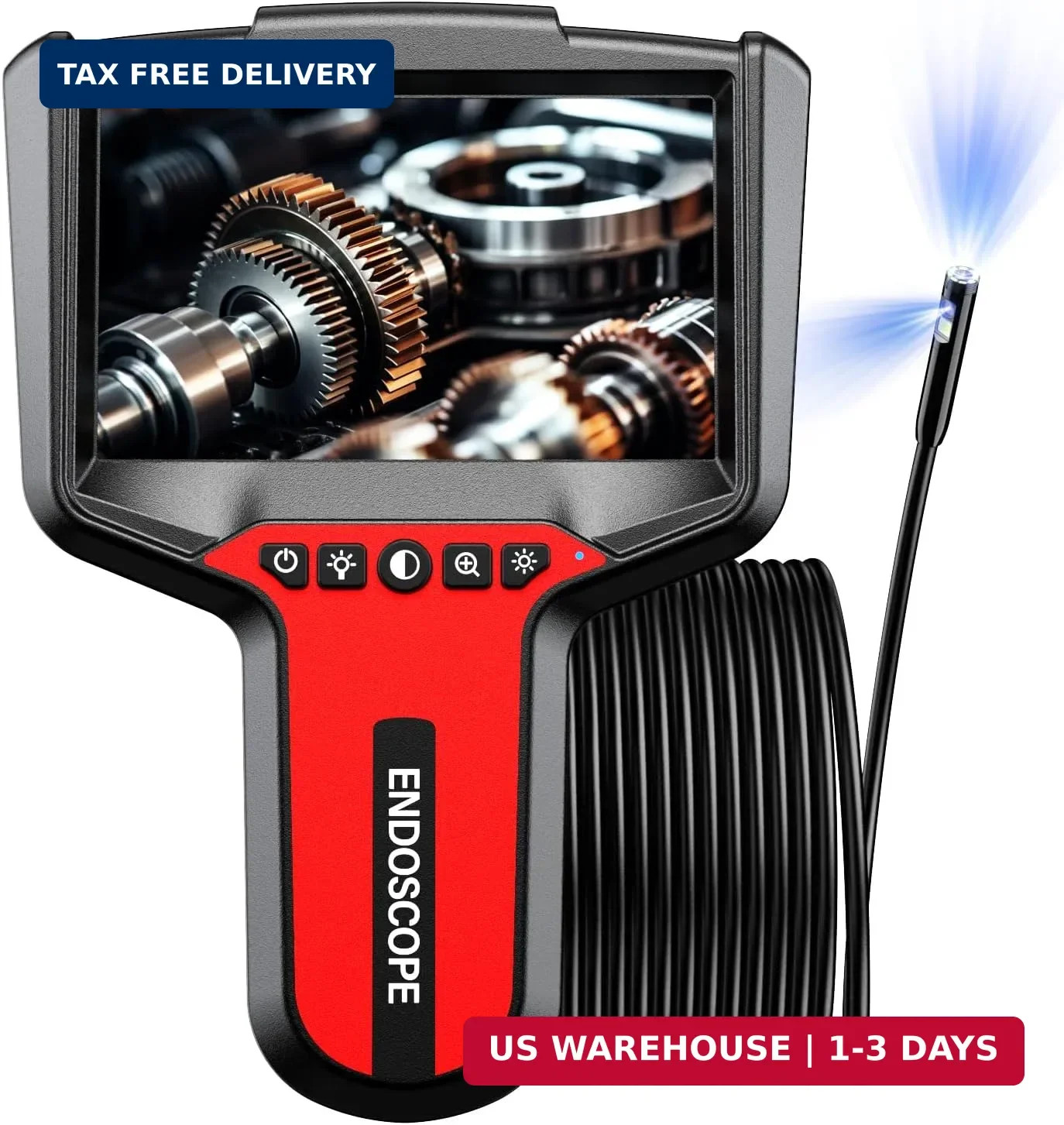 Endoscope Camera with Light: 5" 1080P HD Dual-Lens Inspection Borescope Camera f