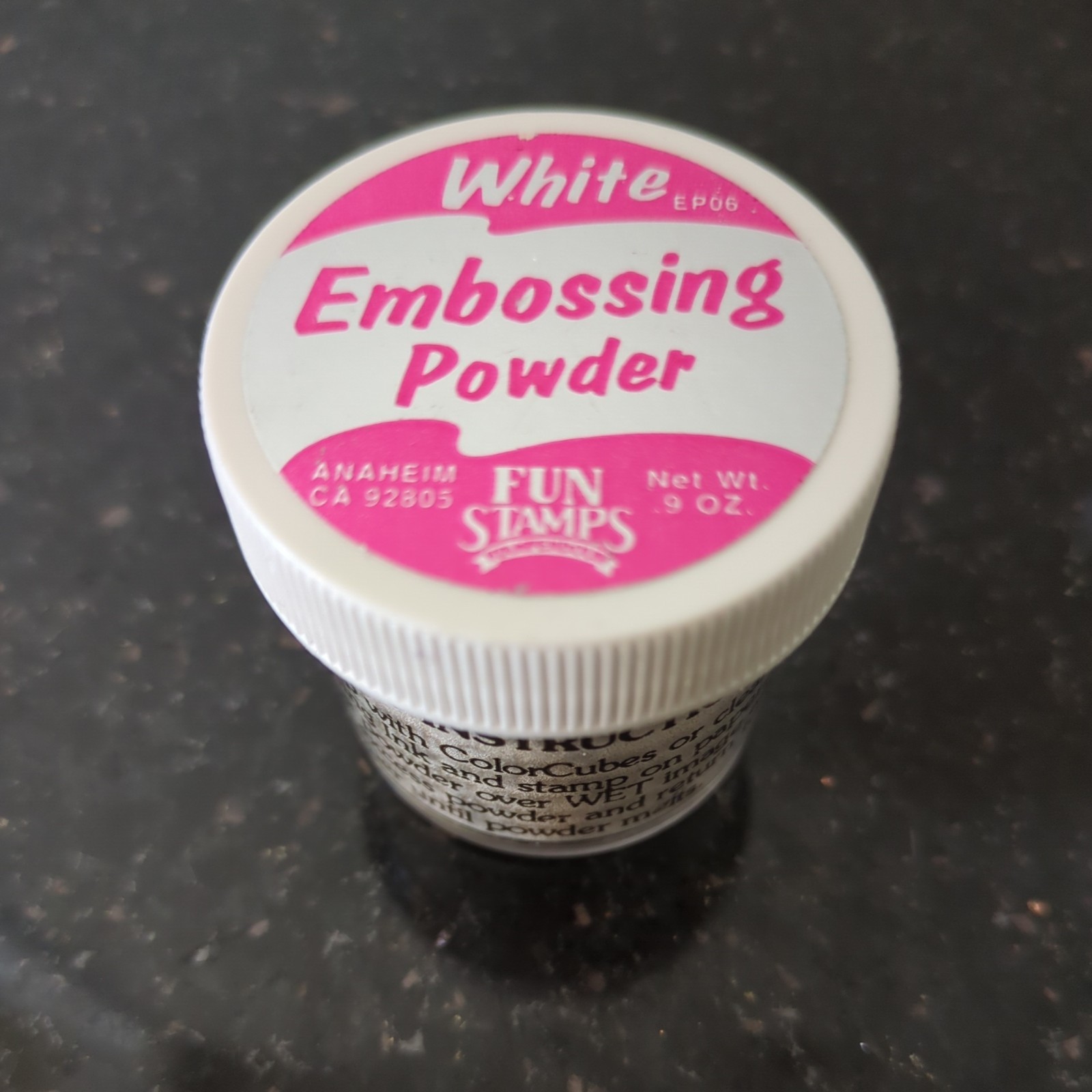 New unsealed, Craft Embossing Powder, .9 oz jar in White by Fun Stamps