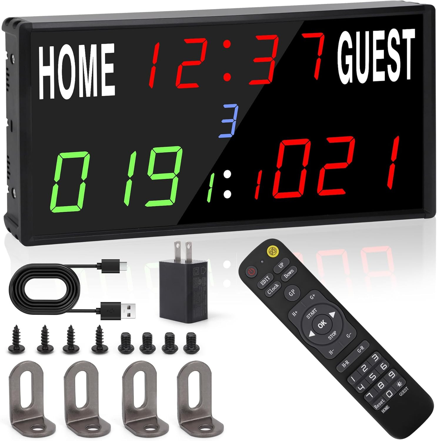 LED Electronic Scoreboard Digital Score Keeper with Remote/Timer/Shot Clock | Ba