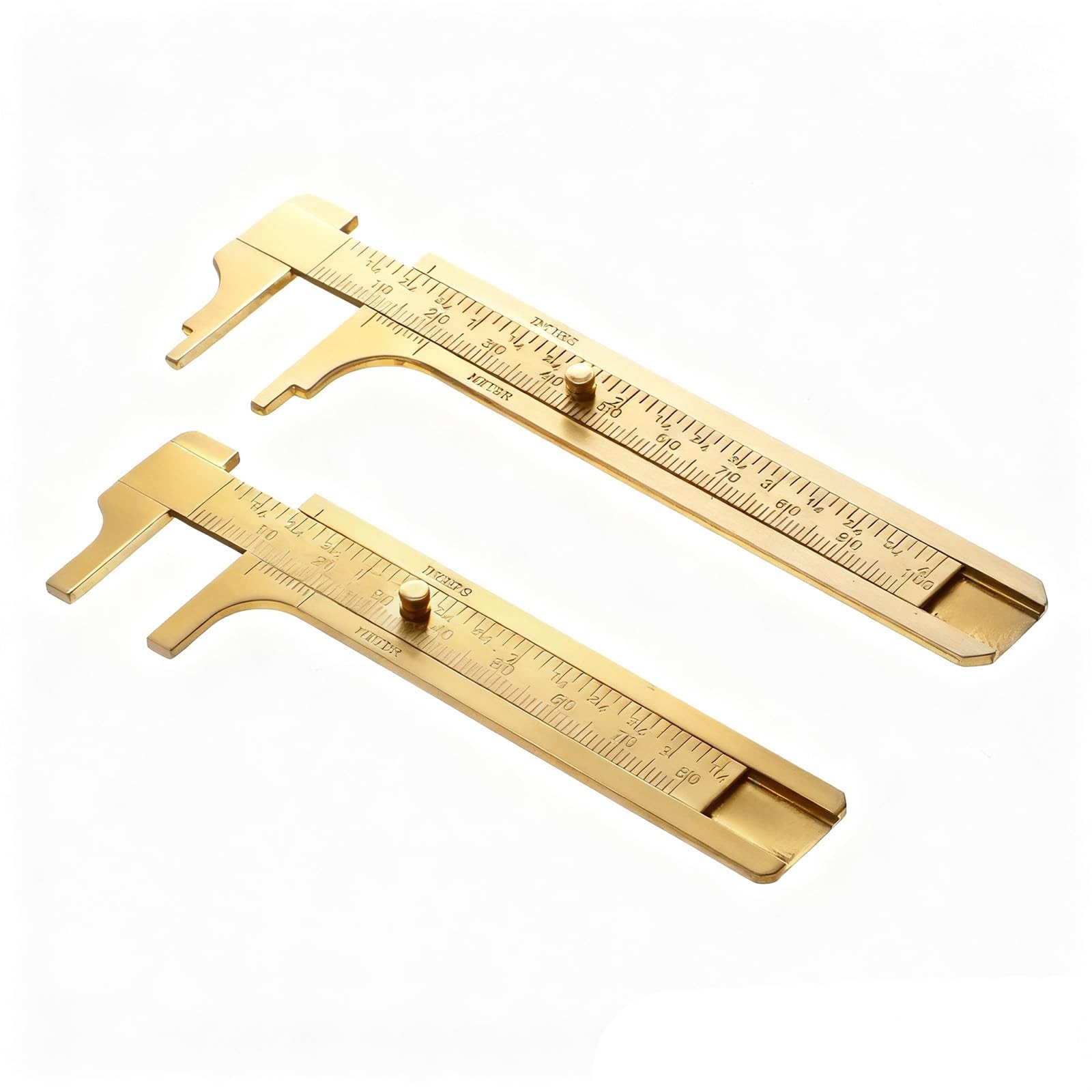 2 Pcs Pocket Vernier Caliper Ruler, 3.15" and 3.94" Handy Brass Caliper Mini ...