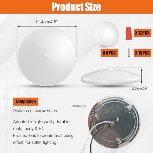 5CCT LED RV Dome Ceiling Lights, On/Off Switch, DC 12V Surface Mount Interior Pu