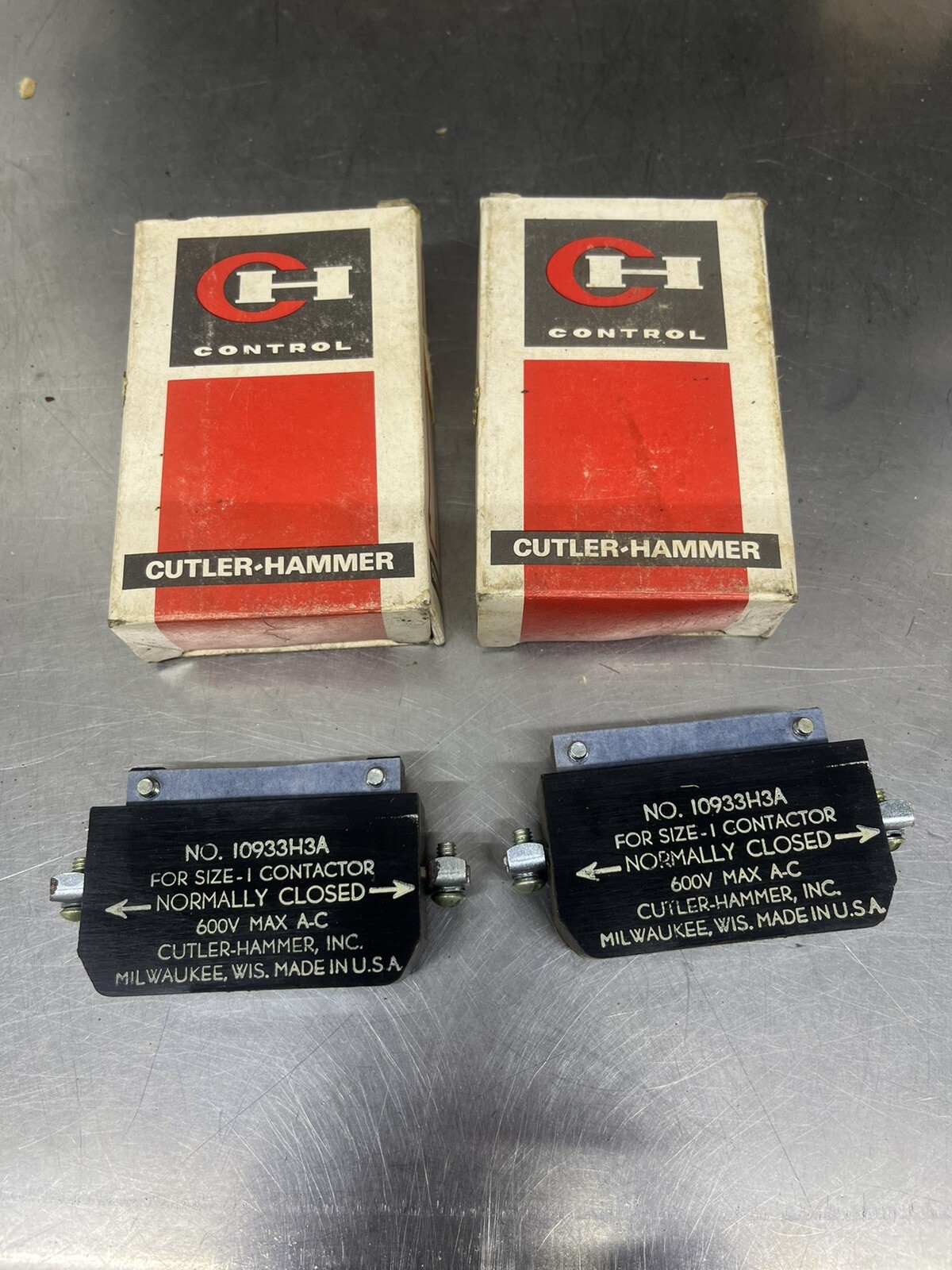 Lot of 2 Cutler Hammer Aux Contact Kit 10933H3 Size 1 NC New Old Stock