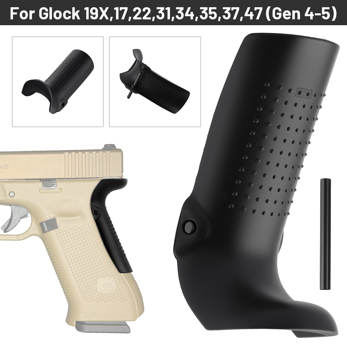 Beavertail Backstrap for Glock Gen 4 5 17 19X 45 22 34 w Install Pin Polymer New