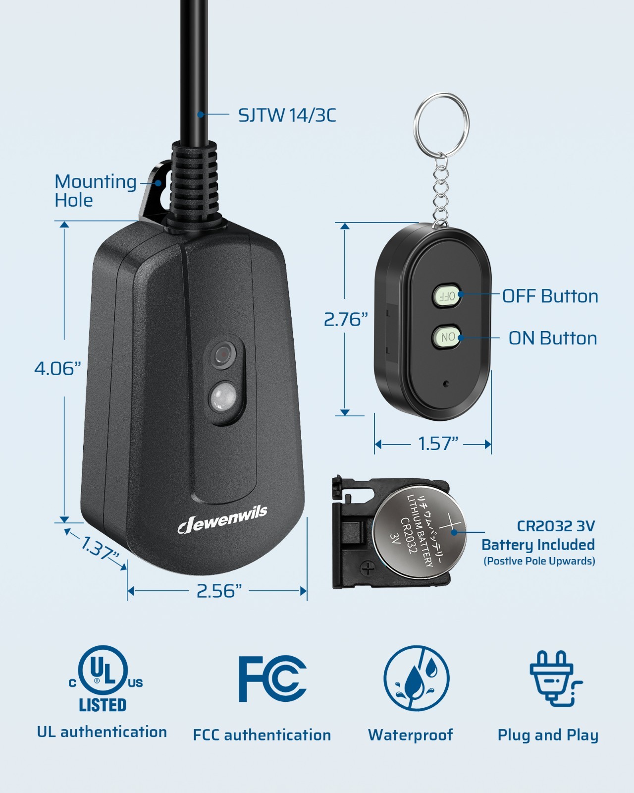 DEWENWILS Outdoor Wireless Remote Control Outlet, Remote Controlled Light Switch