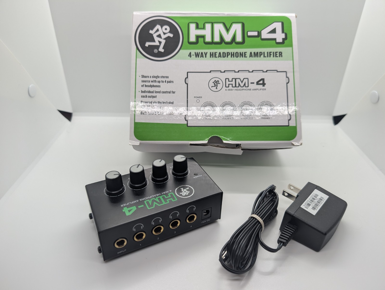 Mackie HM-4 4-Way Headphone Amplifier - Black New Open Box
