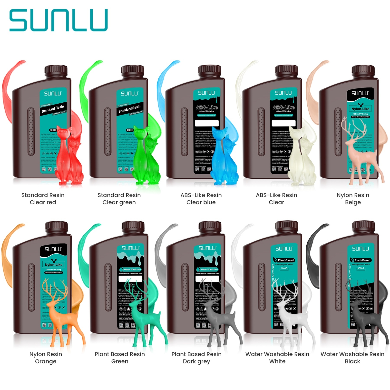 SUNLU Toughness/High Temperature/Standard/Standard Plus/ABS-Like/Washable Resin