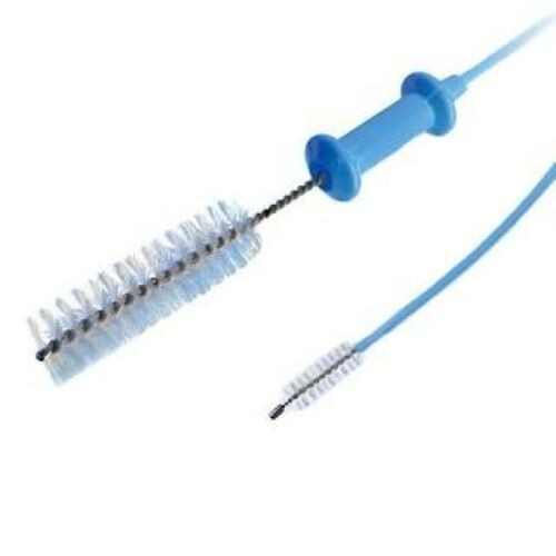 One BLUE DISPOSABLE SCOPE VALVE + CHANNEL CLEANING BRUSH