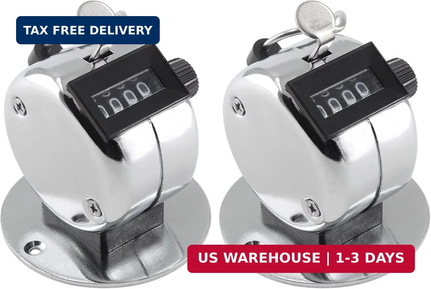 Desk Tally Counter, 2 Pack | 4 Digit Number Counter Clicker, Mechanical
