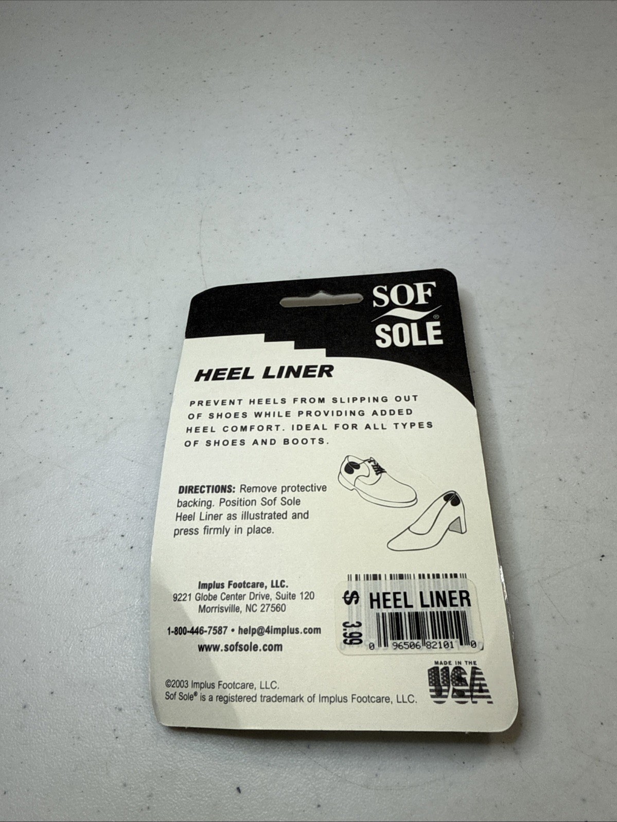 2 Pair Sof Sole Heel Liner One Size Tan NIB