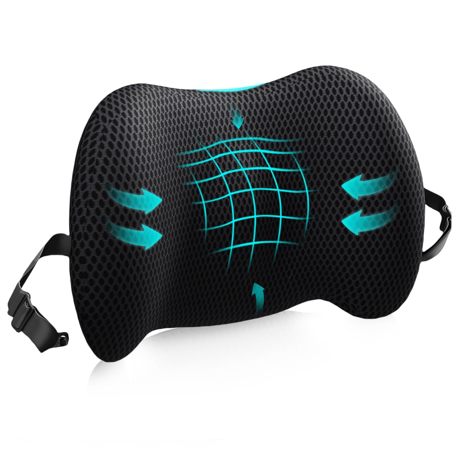 Lumbar Support Pillow for Office Chair, Car Lower Back Black