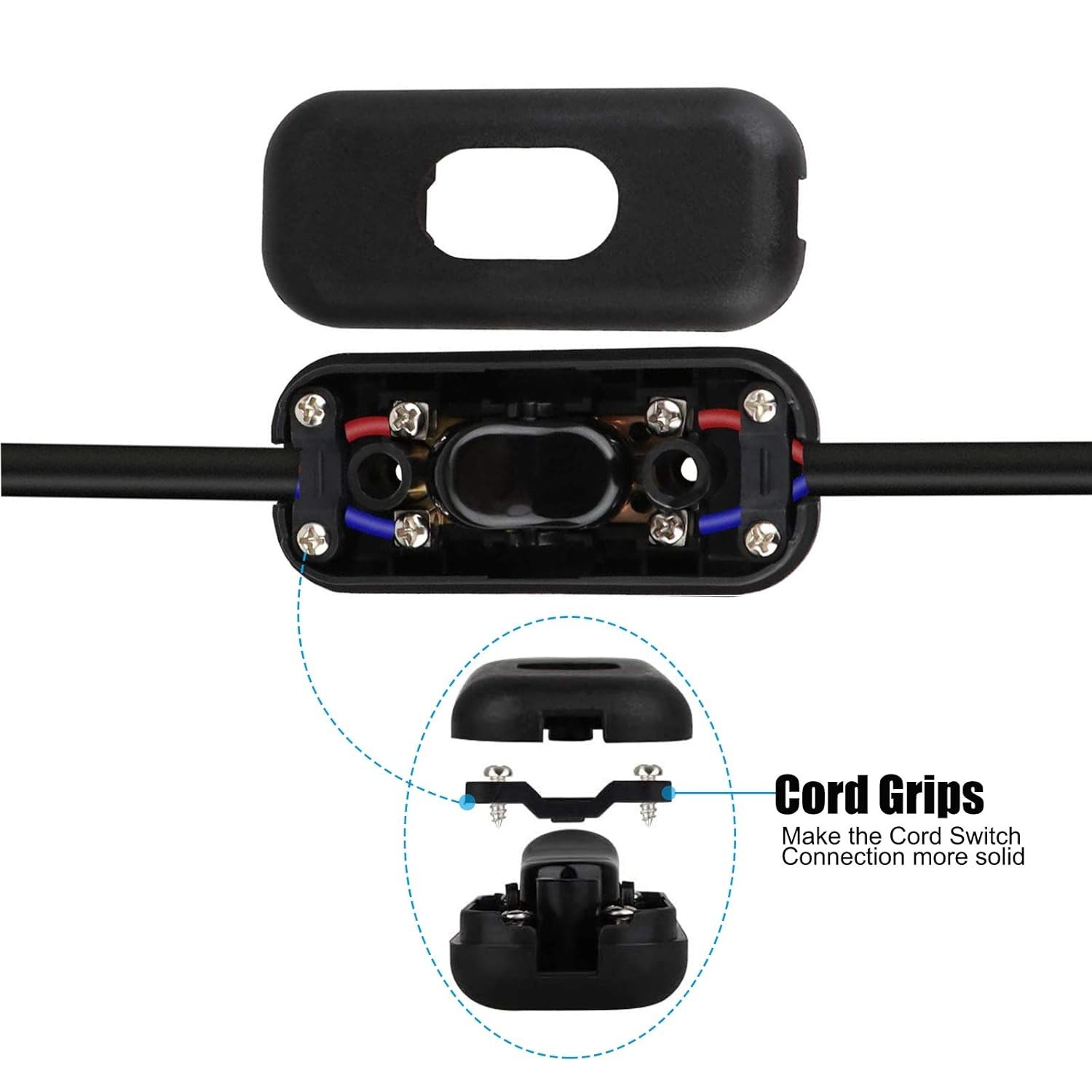 Compatible for Table Lamp and Fan Inline Cord Switch 2 Pack Black