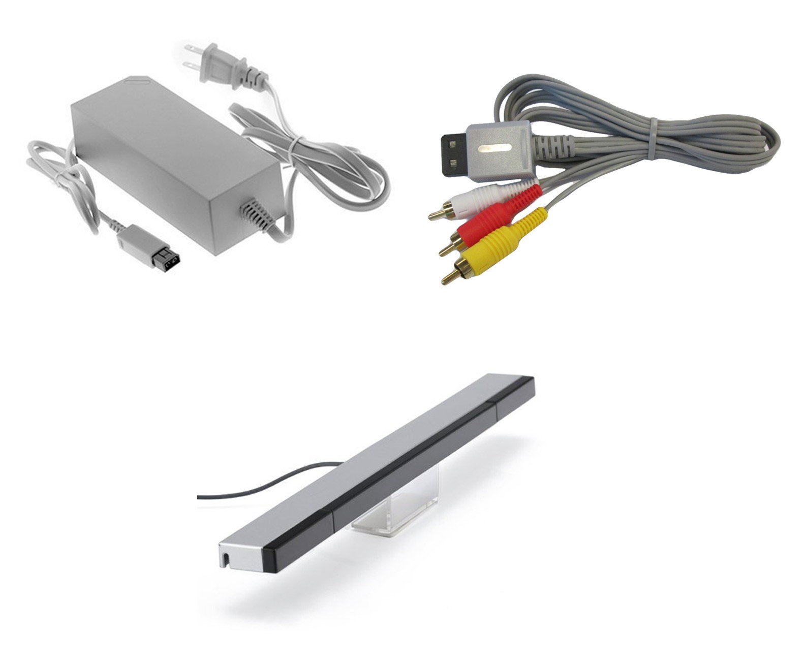 Wii Parts Bundle Sensor Bar AV Cable And Power Adapter By Mars Devices 0Z