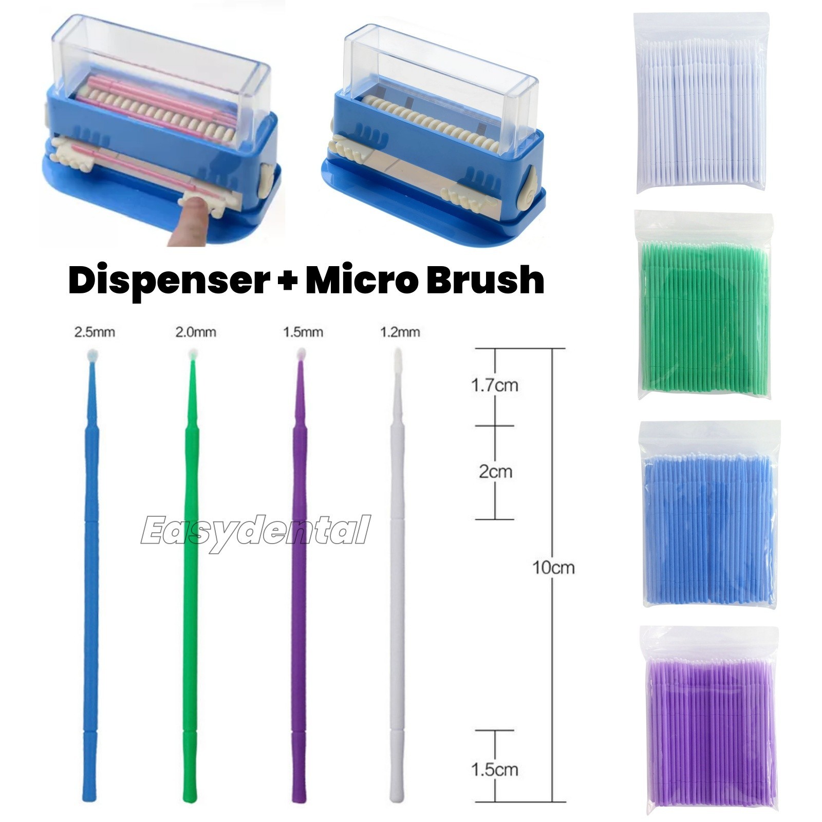 Dental Dispenser Holder Container + 400Pcs Disposable Applicator Micro Brush