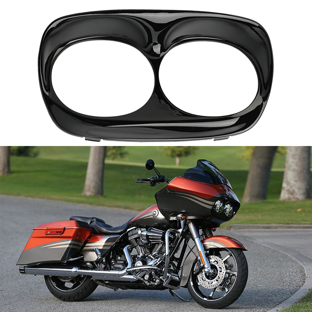 Vivid Black Front Headlight Bezel Scowl Outer Fairing Cover For Harley 1998-2013