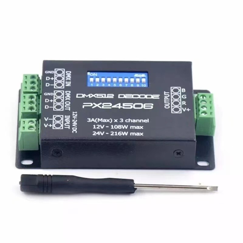 DMX 512 Decoder driver DMX512 PX24506 RGB LED controller for 12V/24V strip modul