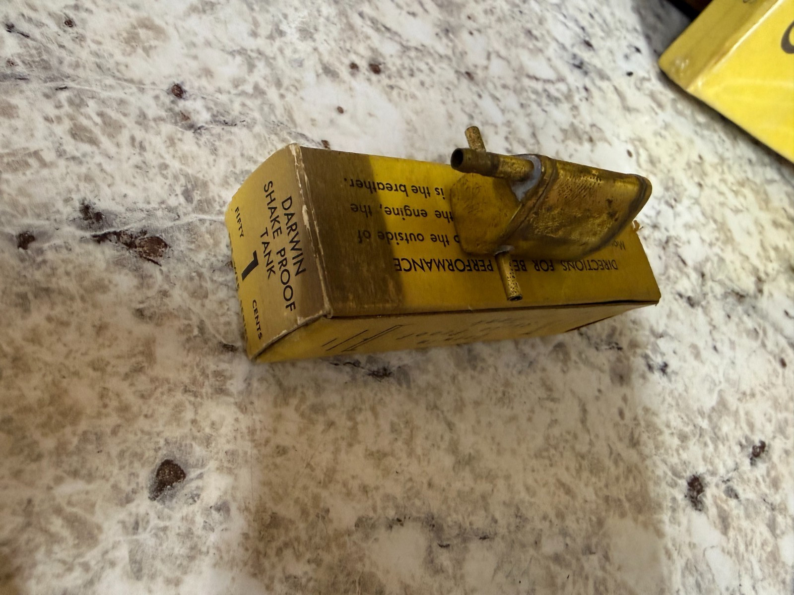 Vintage Control Line Model Airplane Fuel Tank Darwin Rat race Brass tether car