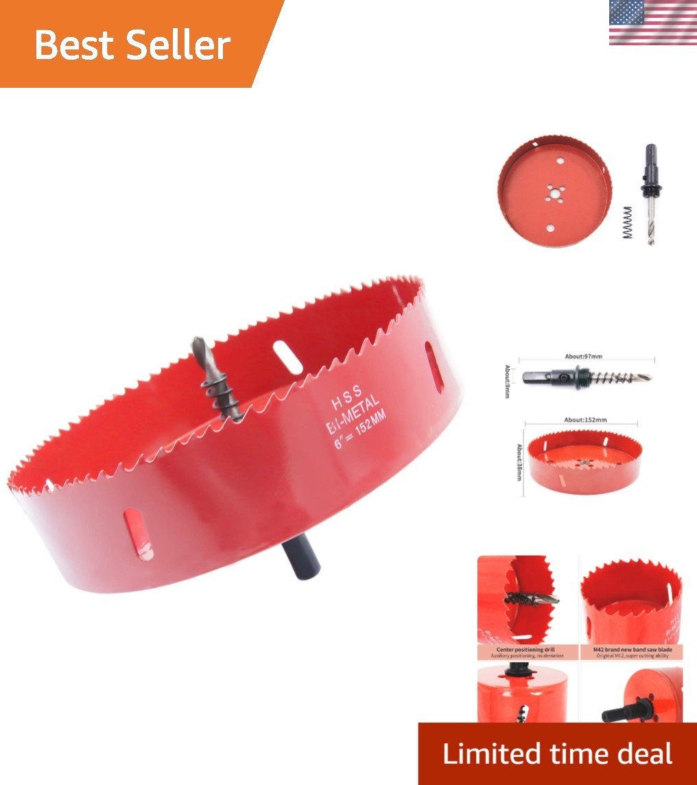 6-Inch High-Speed Steel Hole Saw: Precision Drilling Tool for Wood, PVC & Metal