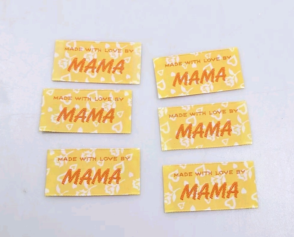 Vintage Made With Love By Mama Clothing Tag Lot Of 6 Yellow 70s 80s Sew In