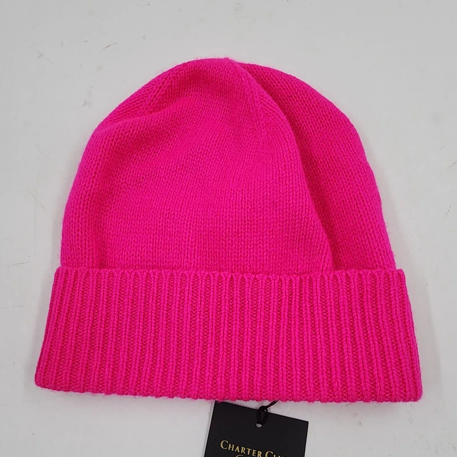 Charter Club Cashmere Cuffed Beanie Pink Flame ONE SIZE