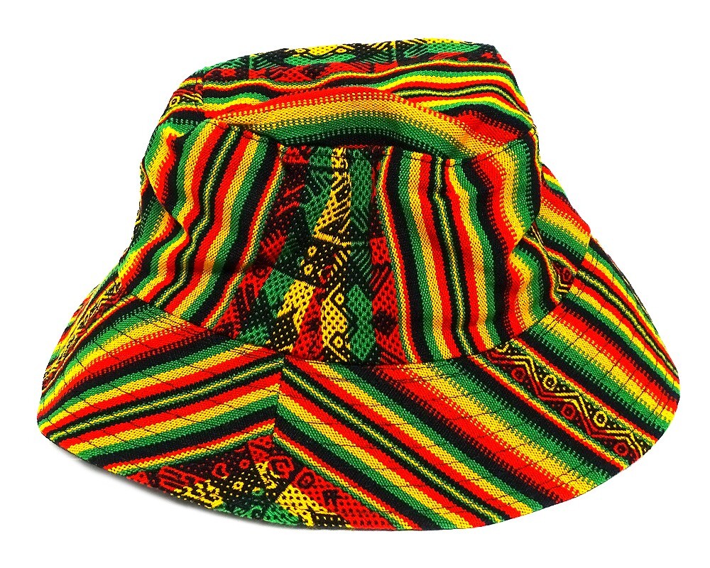 Rasta Striped Bucket Hat Unisex – Reggae Jamaican Chin Strap Handmade
