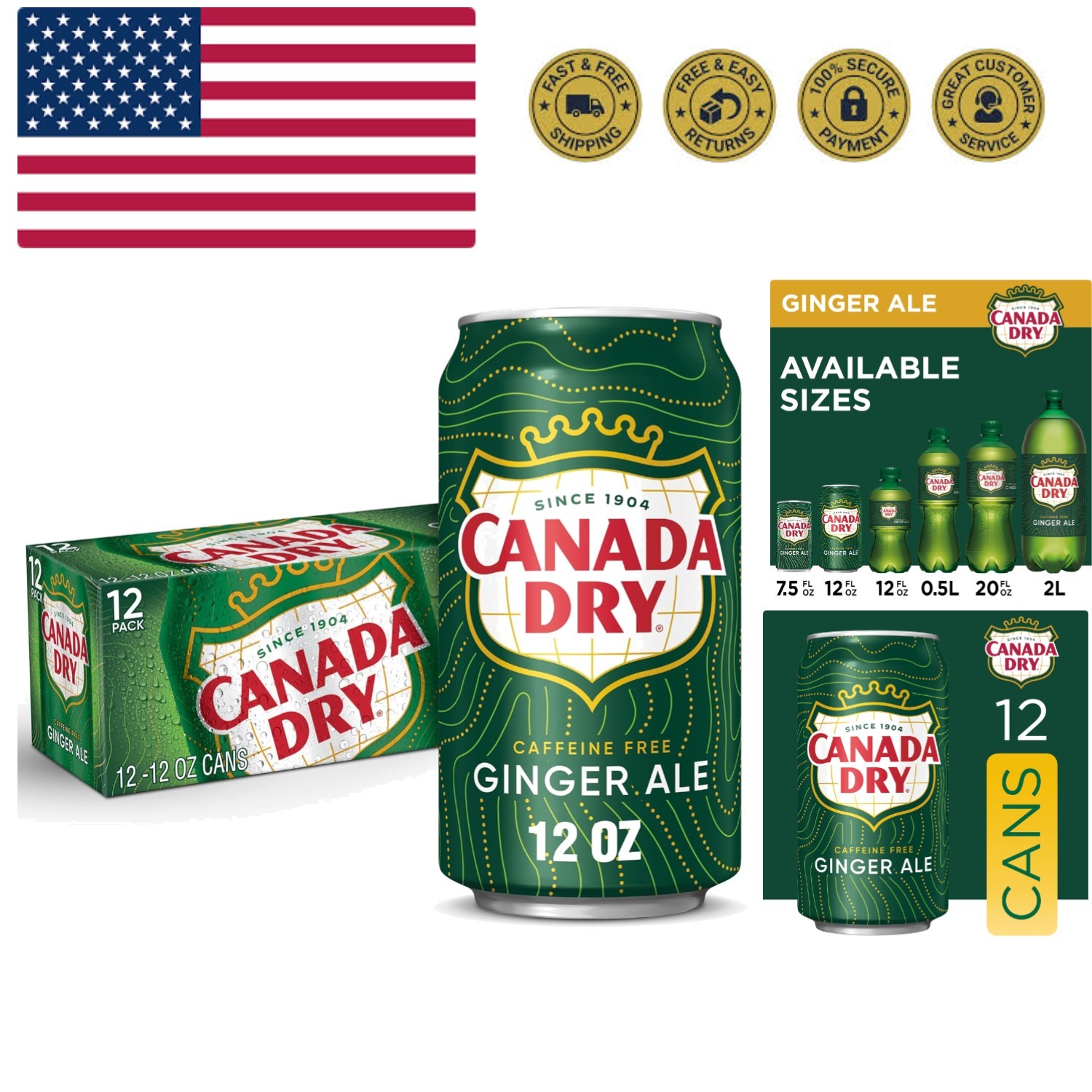 Ginger Ale Soda, 12 fl oz cans, 12 pack