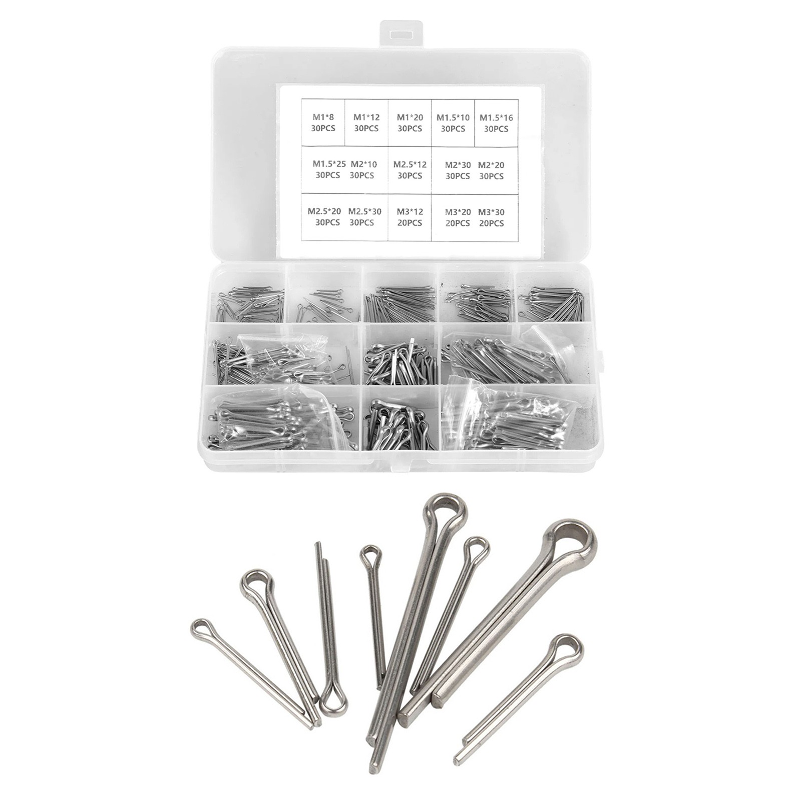 NEW 420Pcs Cotter Pin Assortment Kit Split Pin Fastener Clips Set Straight Clips