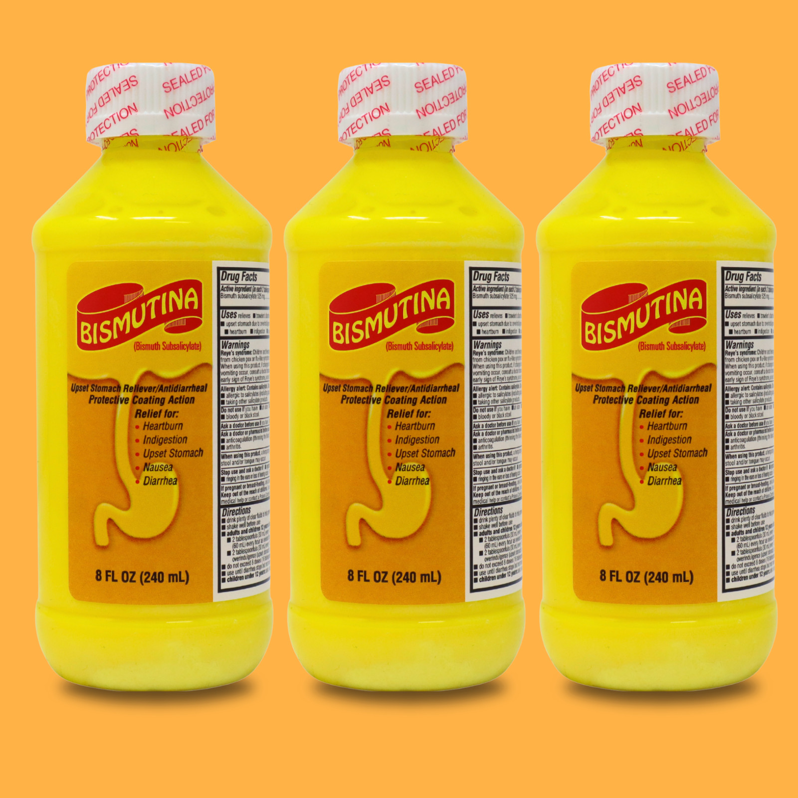 Bismutina Upset Stomach Reliever, Antidiarrheal - 8 fl oz (3-Pack)
