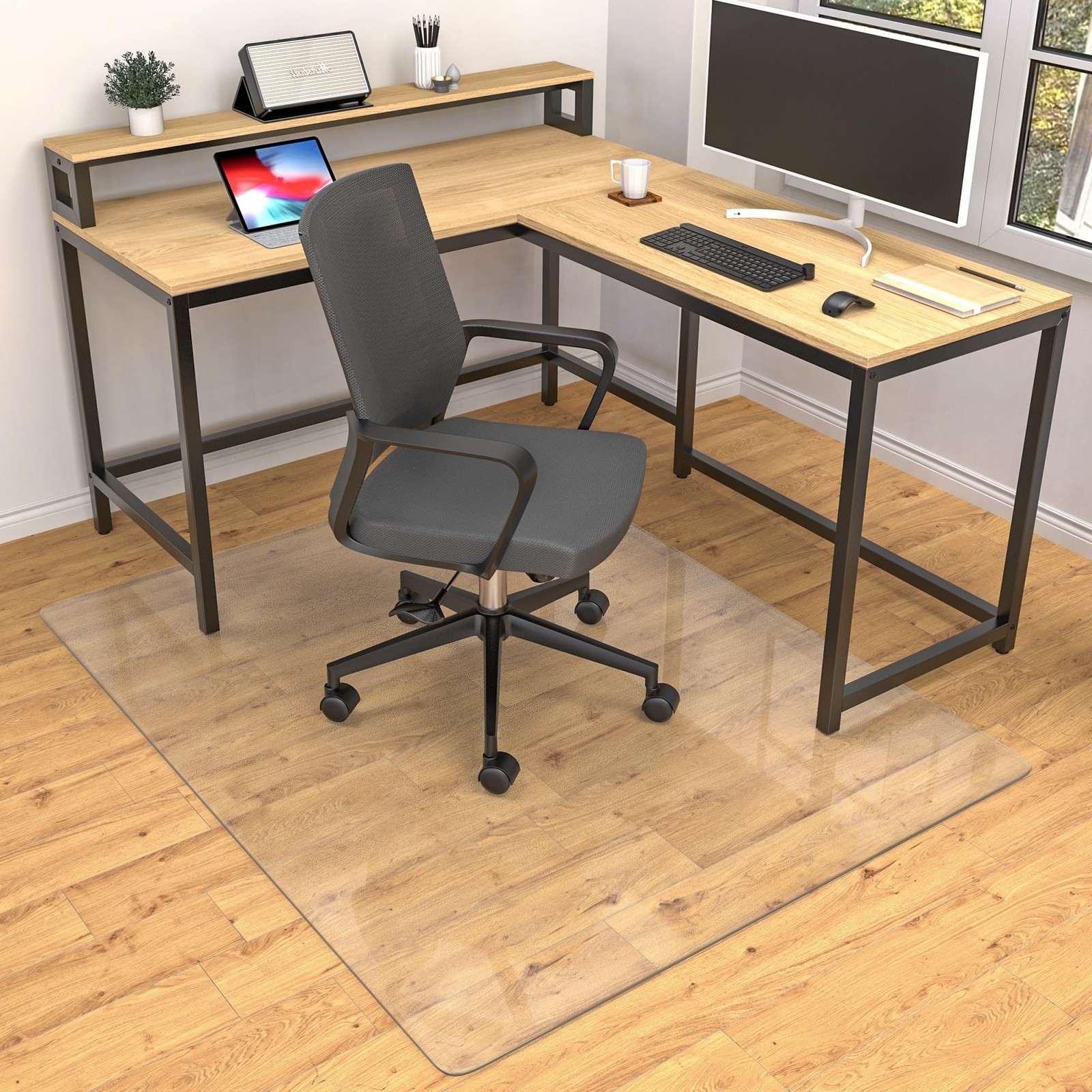 LeapYouth Large Office Chair Mat for Hardwood Floors - 48"×60" Anti-Slip De