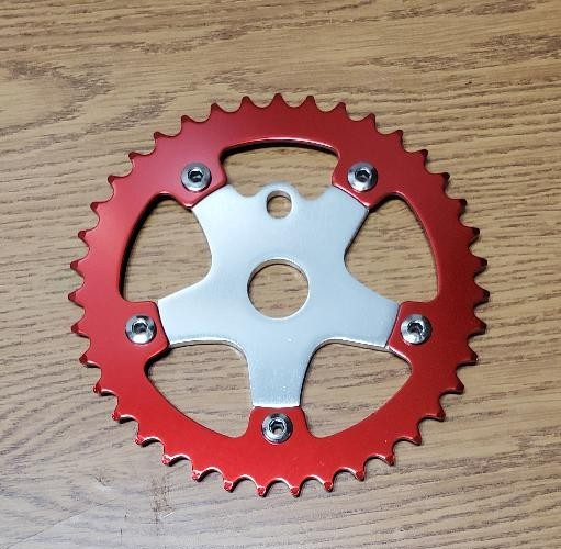 39 Tooth Red Chainring Silver Spider Alloy 1/2 x 1/8 One Piece Crank
