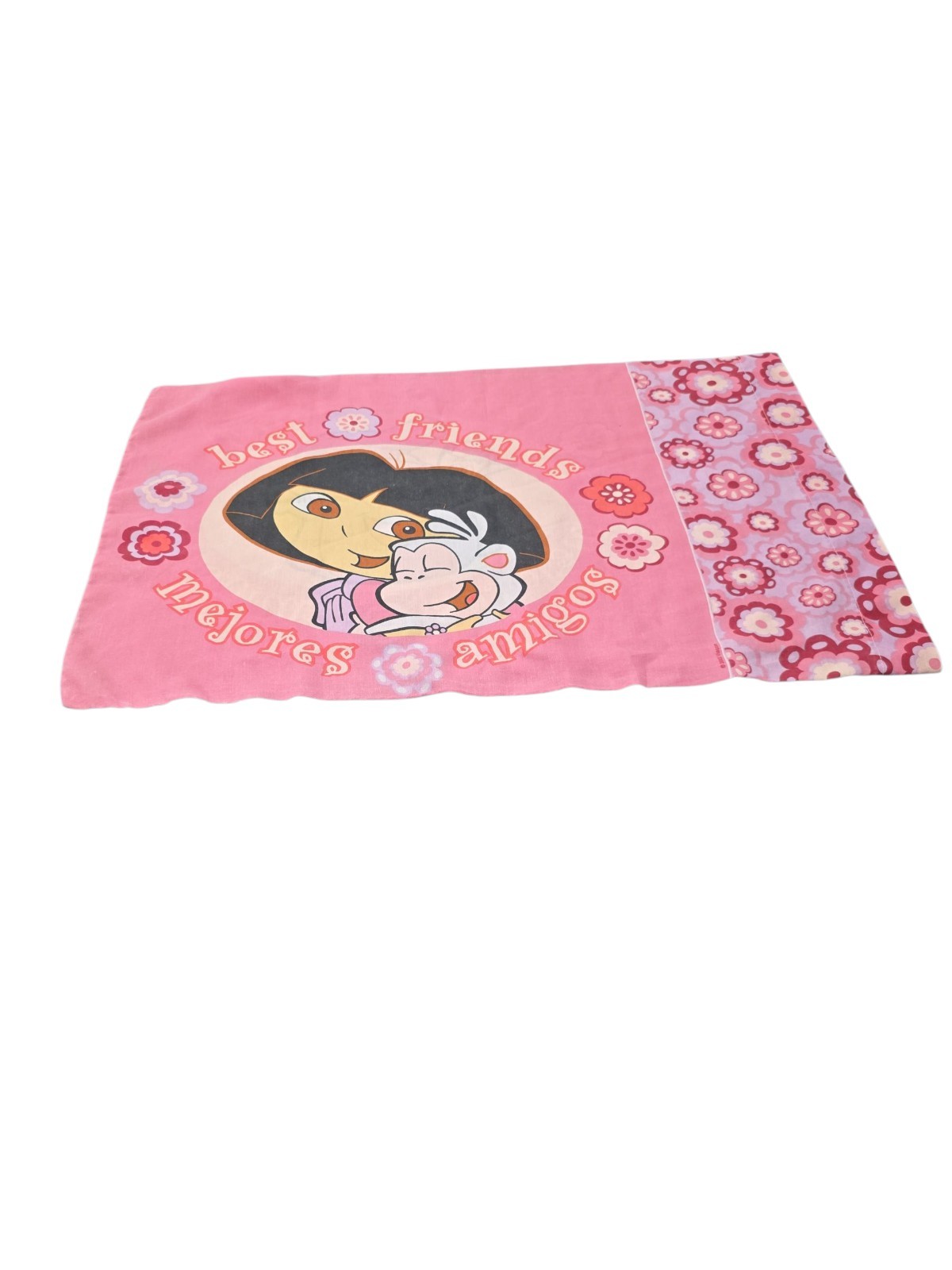 Dora the Explorer Pillowcase Standard Size Pink Boots Best Friends Vintage 2002