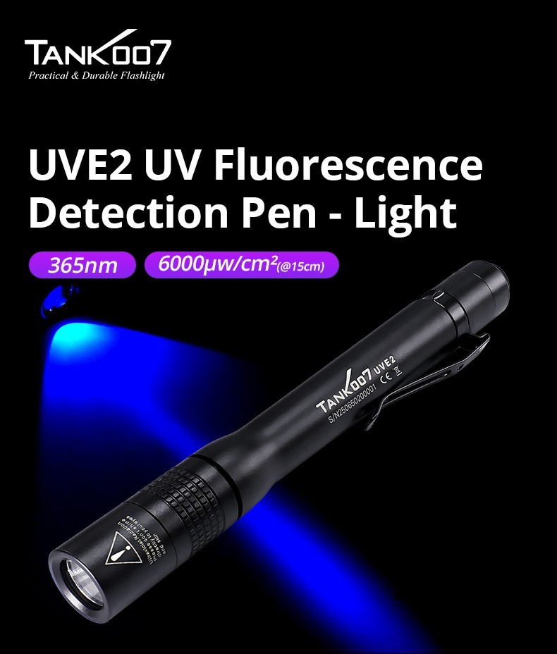 TANK007 365nm UV Flashlight Black Light  Ultra Violet Lamp LED Torch Penlight
